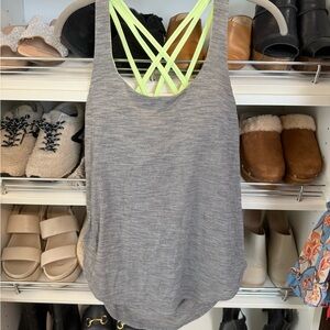 Lululemon Athletica Heather Gray Tank with Lime Straps